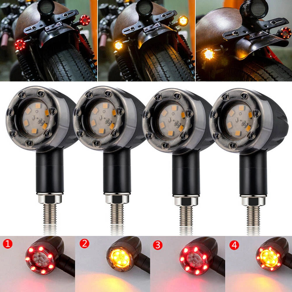 4Pcs LED Bullet Turn Signal Brake Running Tail Light for Motorcycle