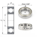 6801ZZ Deep Groove Ball Bearing for Scooter Skateboard Wheel (12x21x5mm)