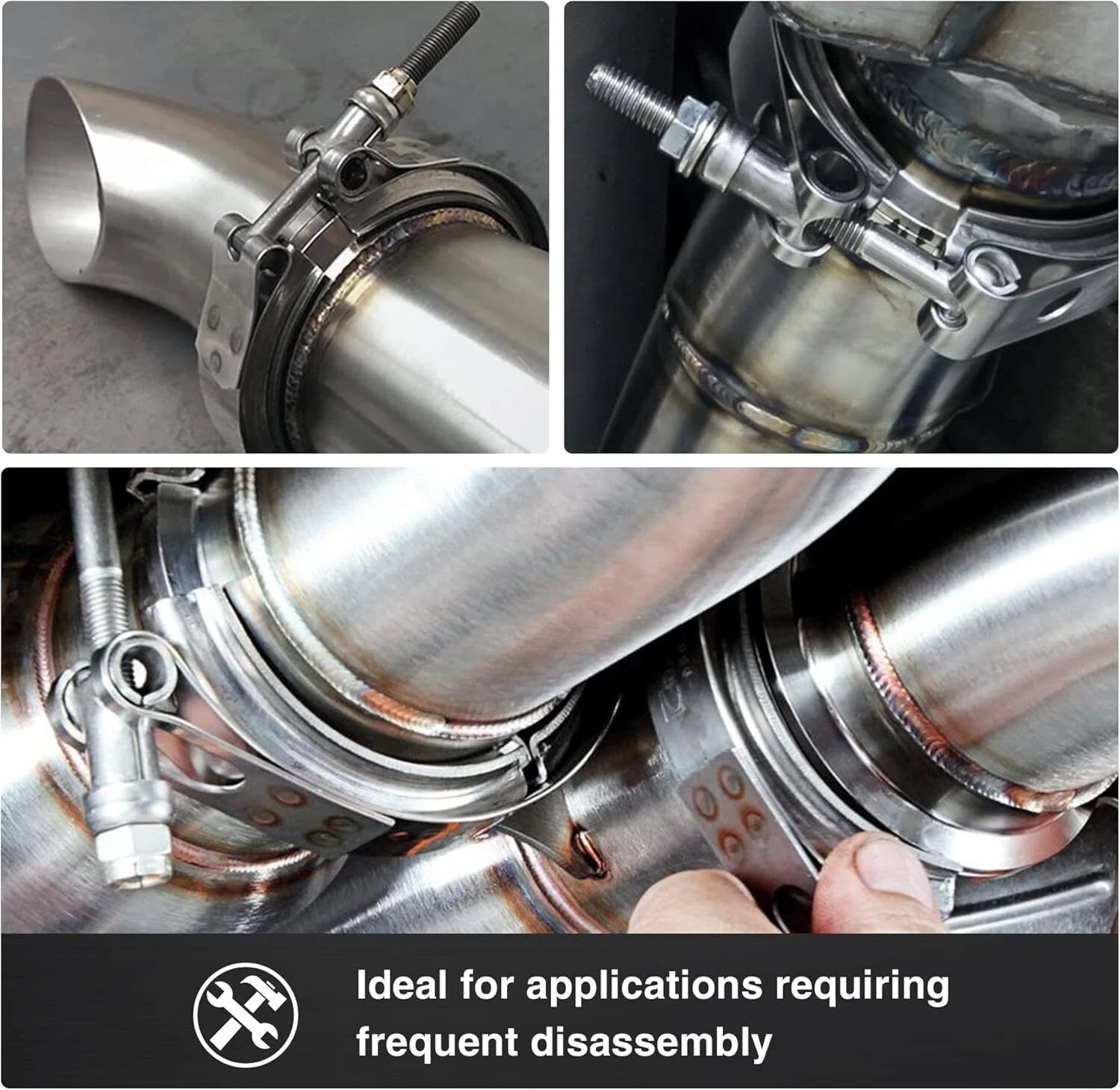 2X 3.5'' Stainless Steel V-Band Clamp Kit for Turbo Exhaust (US)