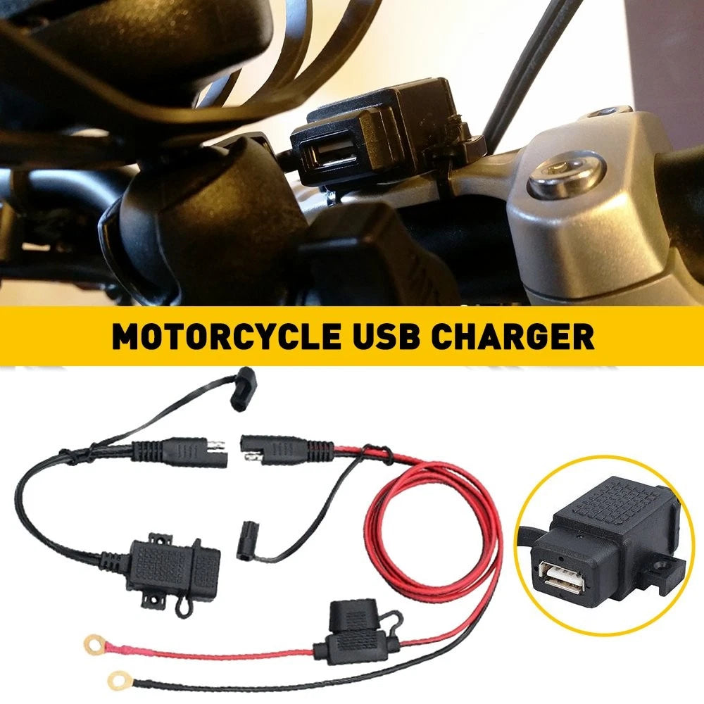 SAE to USB Cable Adapter for Motorcycle (Waterproof, 2.1A)