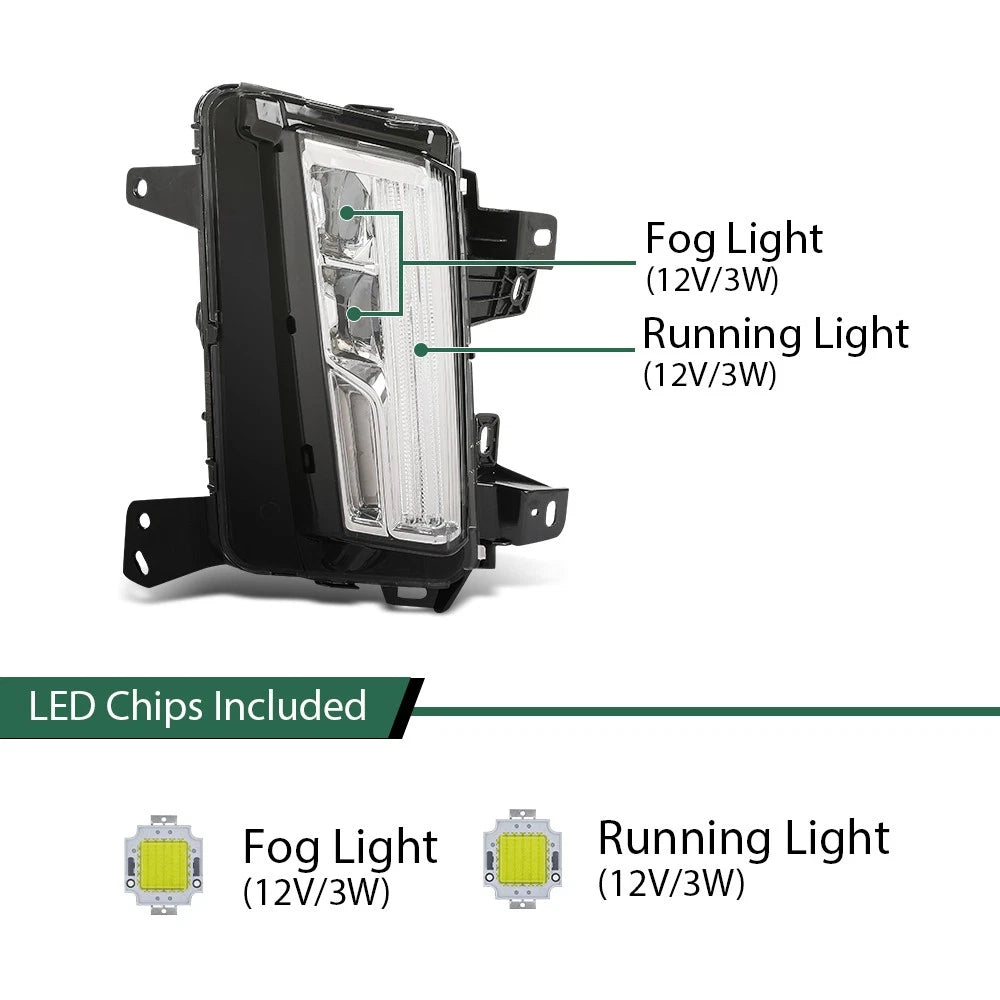 Set of 2 LED DRL Cornering Fog Lights for Cadillac XT5 (2017–2020)