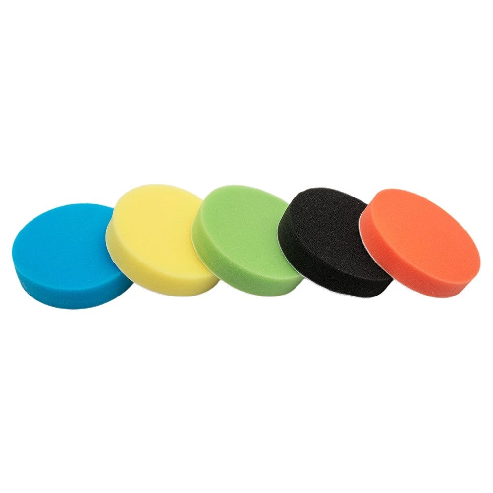 Set of 5 Flat Sponge Buff Pads for Car Glass Polishing (5 Inch)