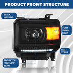 DRL LED Projector Headlights for GMC Sierra 1500 2500HD 3500HD (2014–2019)