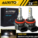 2X H11 H16 H8 LED Fog Driving Light Bulbs for AUXITO (6000K)