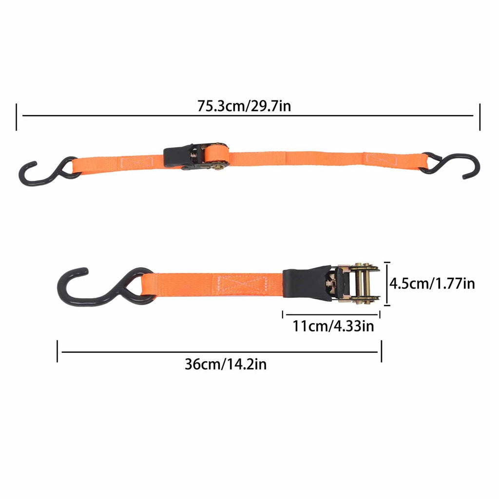 Set of 2 Heavy Duty Ratchet Straps for Secure Tie Downs (2400 lbs)