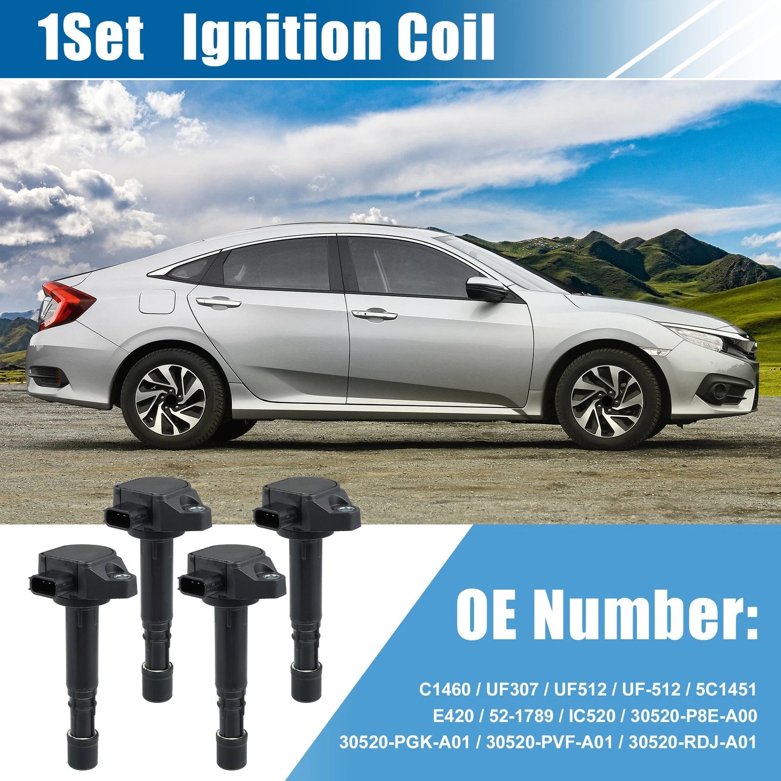 Set of 1 Ignition Coil for Honda Civic Acura EL 1.7L L4 C1460 12582000 (2001–2005)