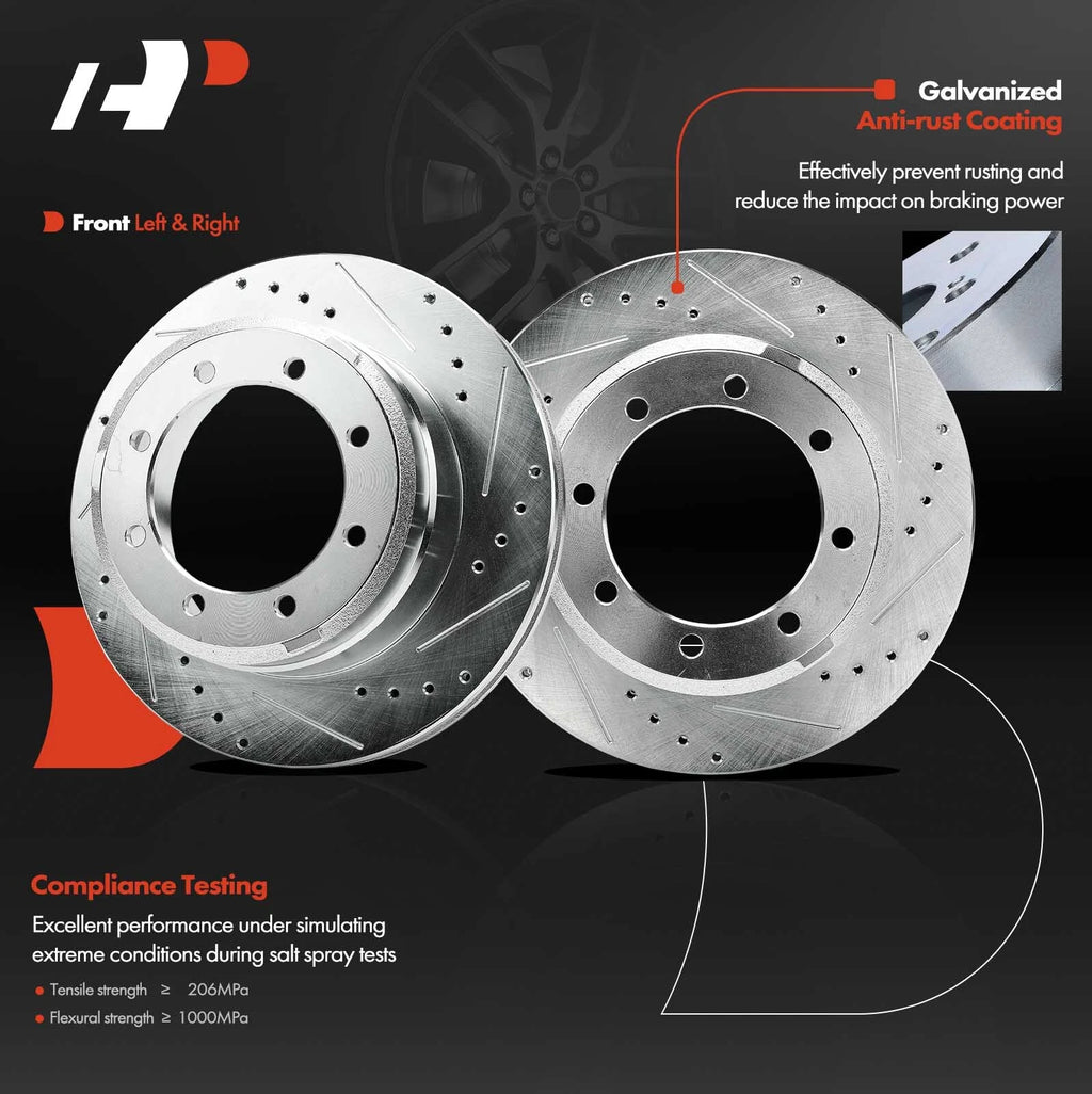 Set of 2 Rear Drilled Brake Rotors for Ford F-350 Super Duty (2005–2012)