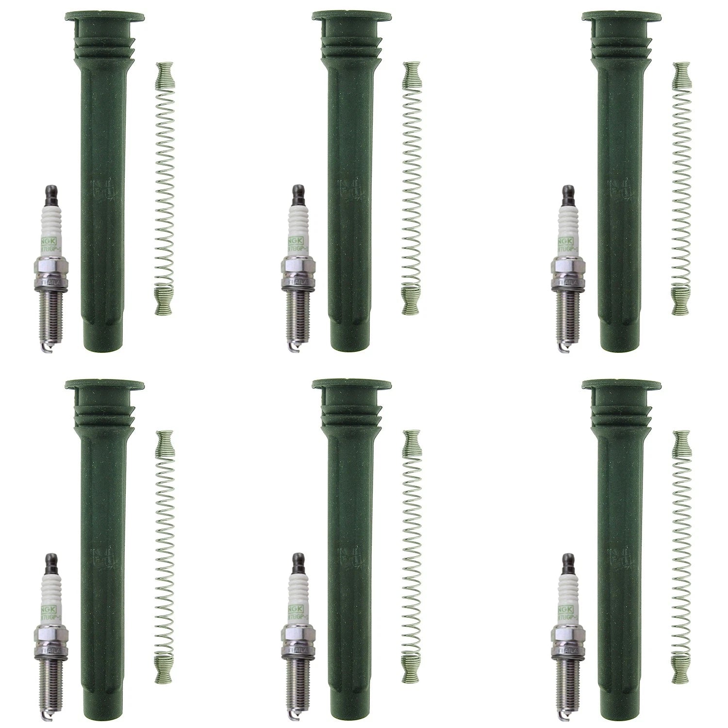 Set of 6 NGK G-Power Platinum Spark Plugs & Coil Boots for Avenger Journey 1500 V6 (2008–2014)