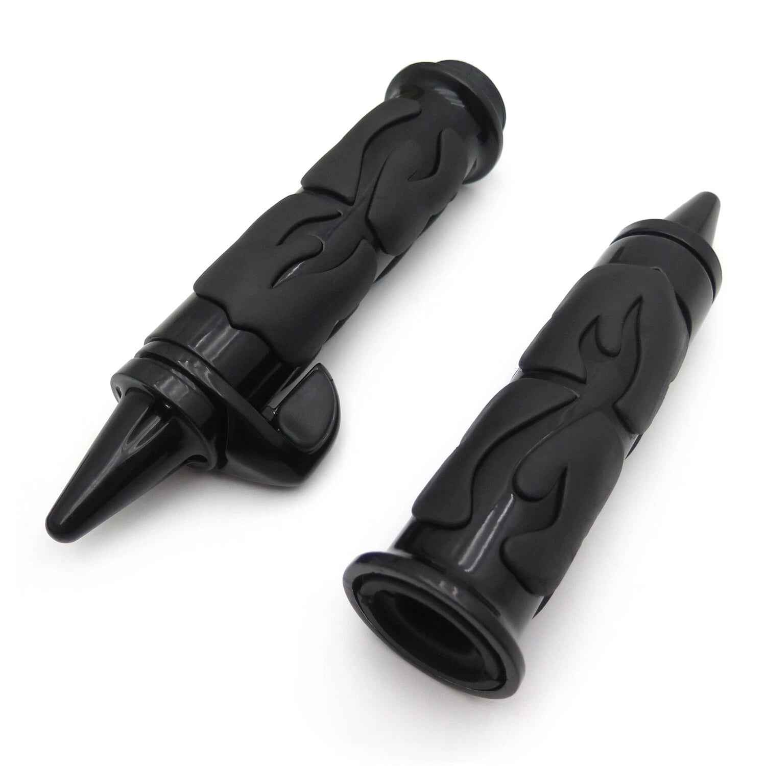 Black Flame Spike Handle Bar Grip 22mm for Honda Suzuki Kawasaki (Y)