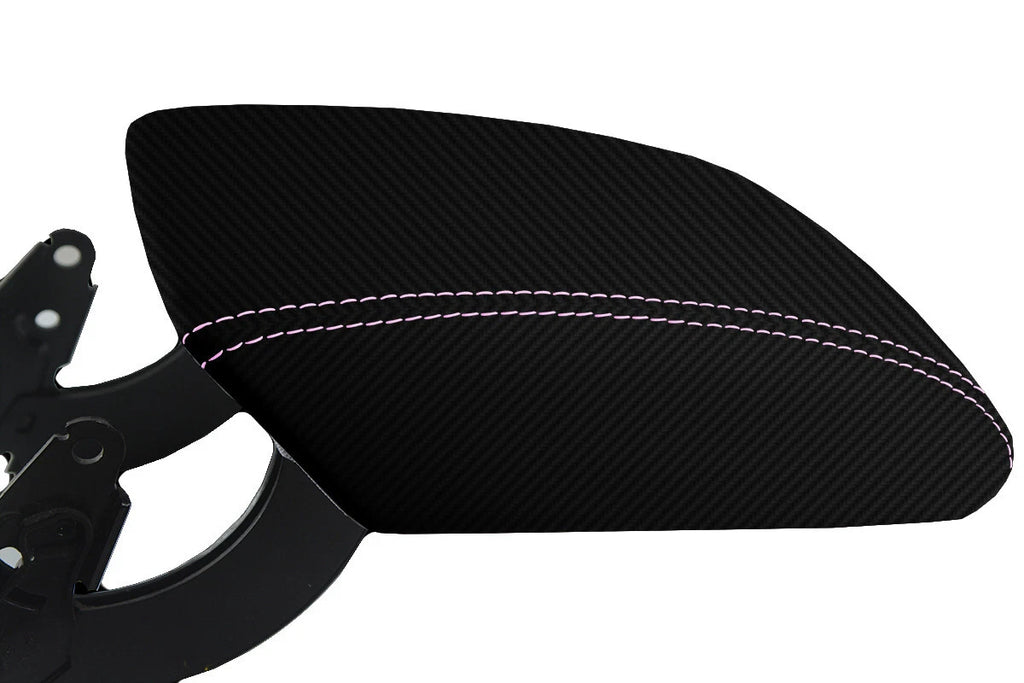 Center Console Armrest Cover for Audi Q5 (2018–2023) Carbon Fiber Pink Stitch
