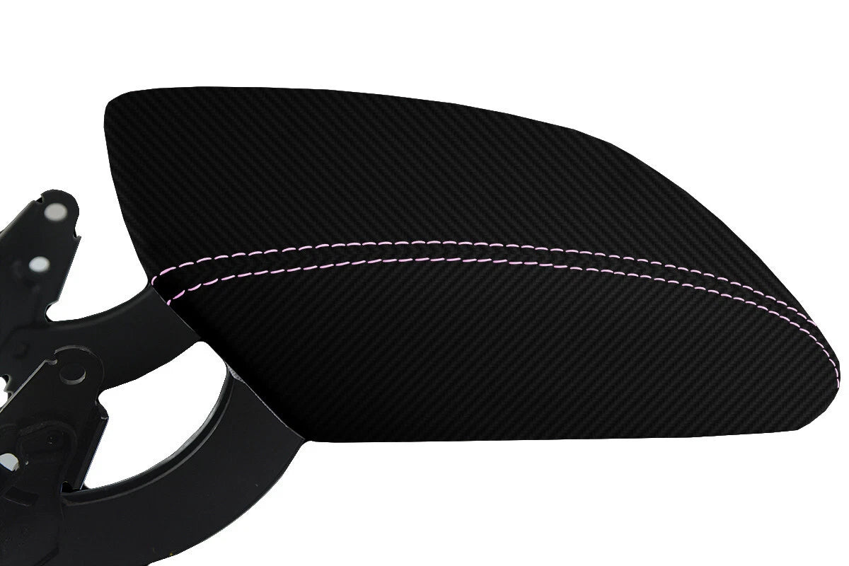 Center Console Armrest Cover for Audi Q5 (2018–2023) Carbon Fiber Pink Stitch