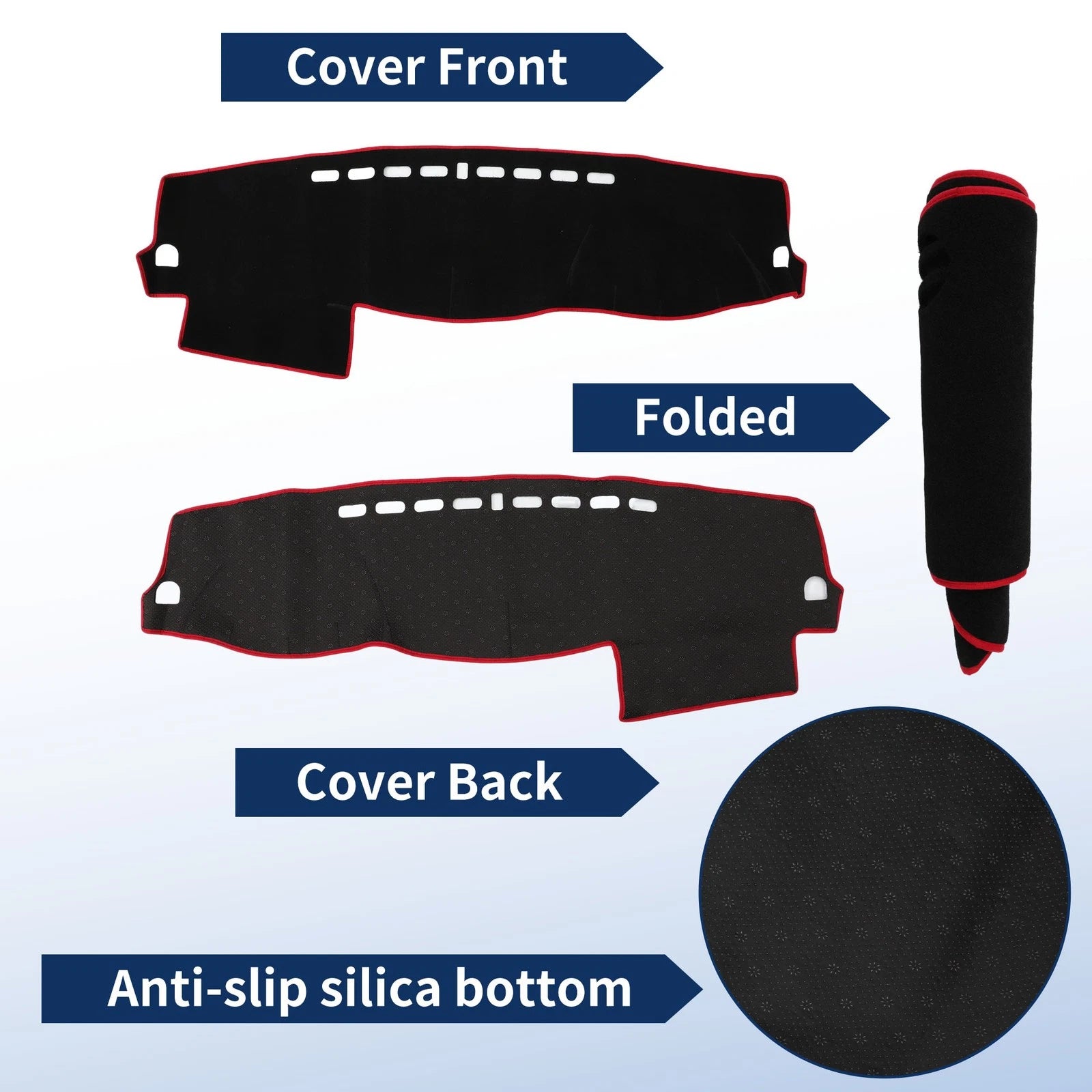 Dash Cover for Mitsubishi Shogun (2007–2019) Polyester Black Red Edge