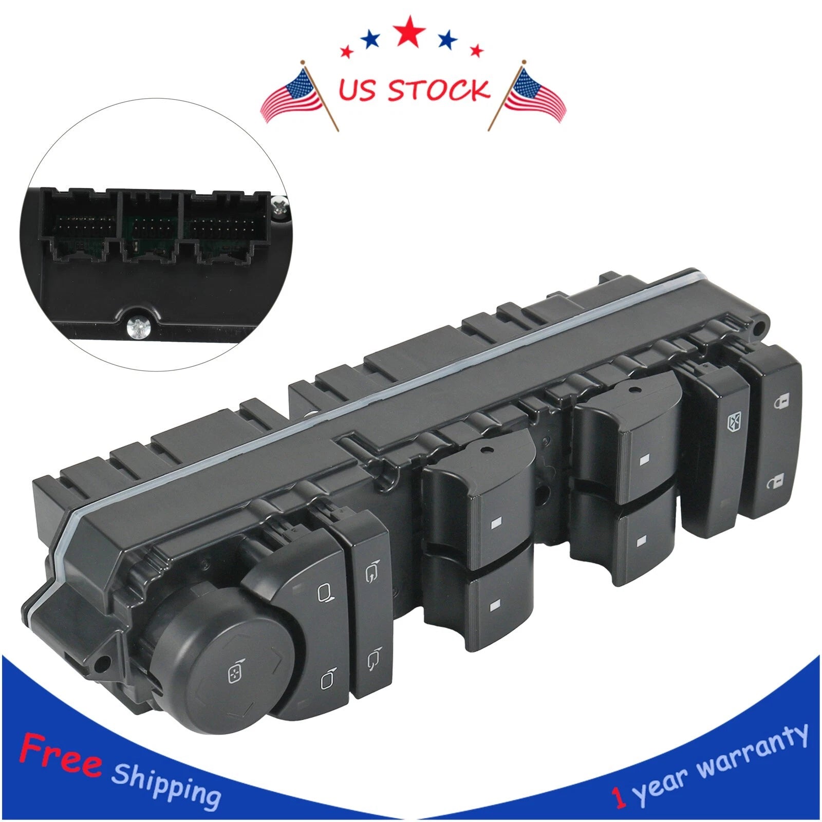 Door Window Switch Panel for Chevrolet GMC Cadillac (2007–2014) Left Driver