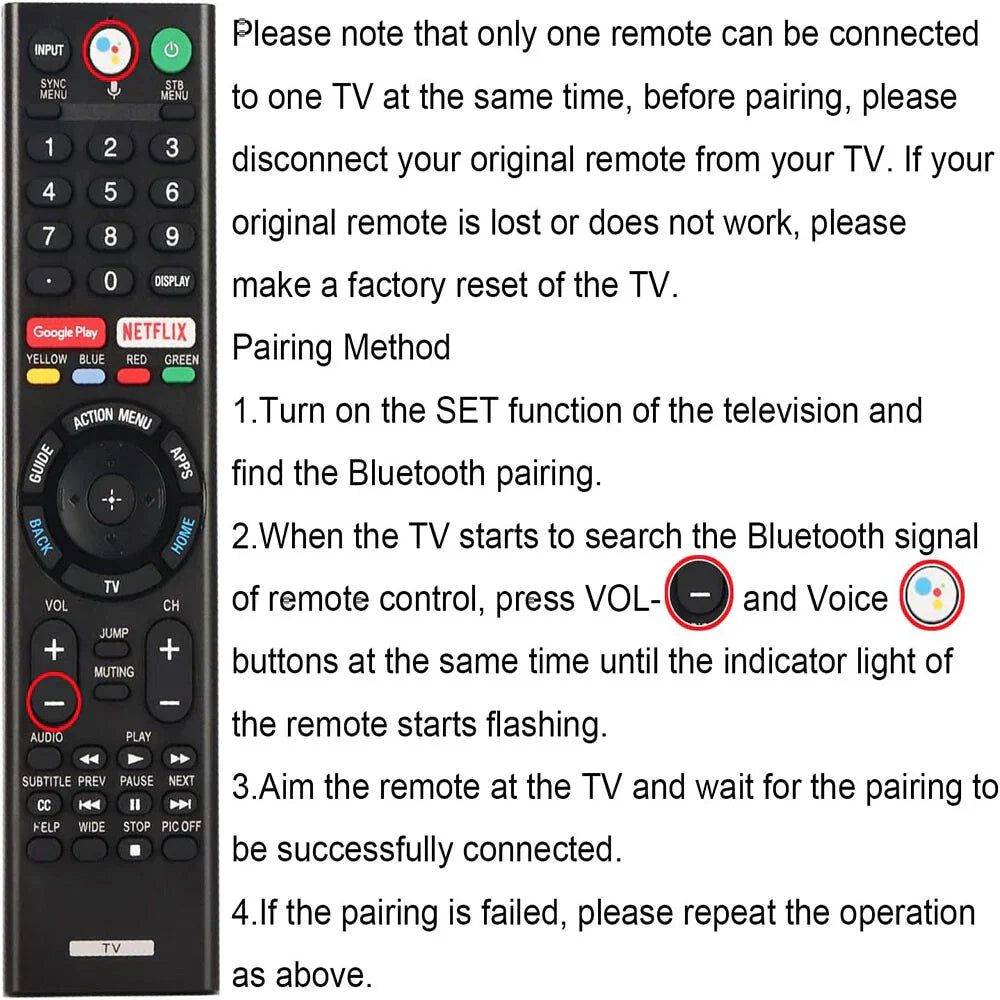 Smart Voice Remote Control RMF-TX300U for Sony 4K TV XBR-65X800G (2018-2019)