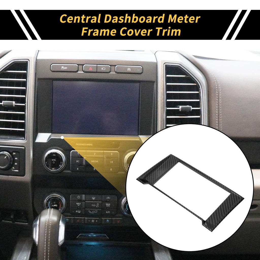Central Dashboard Meter Frame Cover Trim for Ford F-150 (2015–2020) Carbon Fiber Black