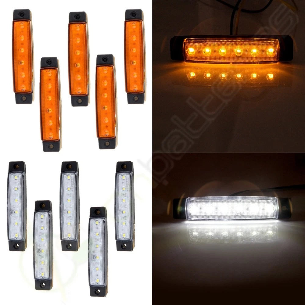 5X Yellow/White Indicator Light for Bus Trailer Van Truck (12V)