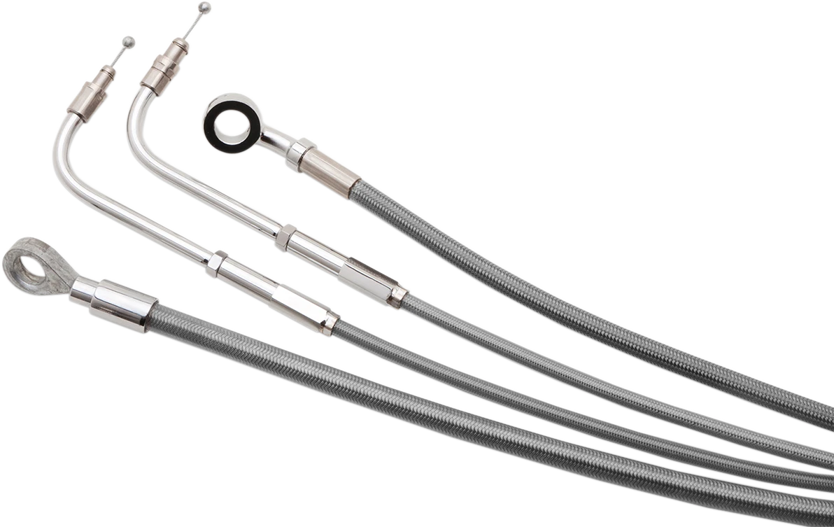 Complete Stainless Braided Handlebar Cable/Brake Line Kit for Harley (2014–2023)