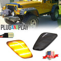 2X Smoked Amber LED Front Fender Side Marker Lights for Jeep Wrangler (1997–2006)