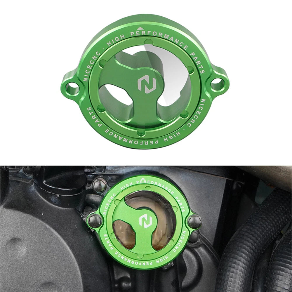 Anodized Clear Engine Oil Filter Cap Cover for Kawasaki KLR650 (1987–2024)