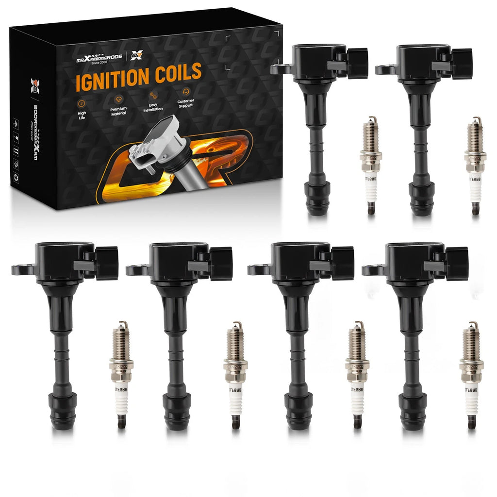 Set of 6 Ignition Coil Pack and Iridium Spark Plugs for Nissan Frontier (2005–2006)