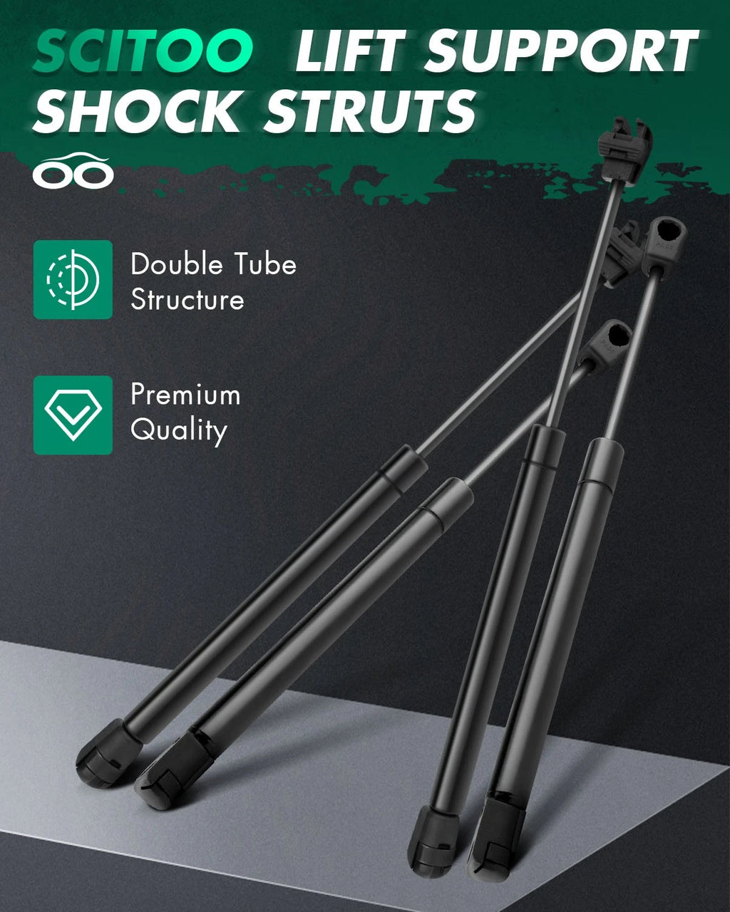2 Hood & 2 Trunk Lift Supports Gas Springs for Chrysler 300 (2005–2008)