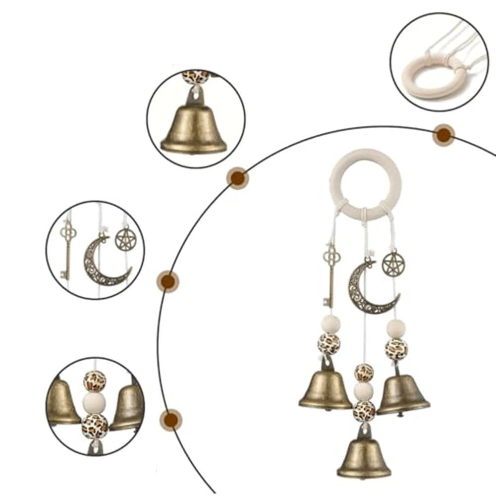 Rattan Witch Bell Wind Chime with Brass Finish for Bohemian Decor