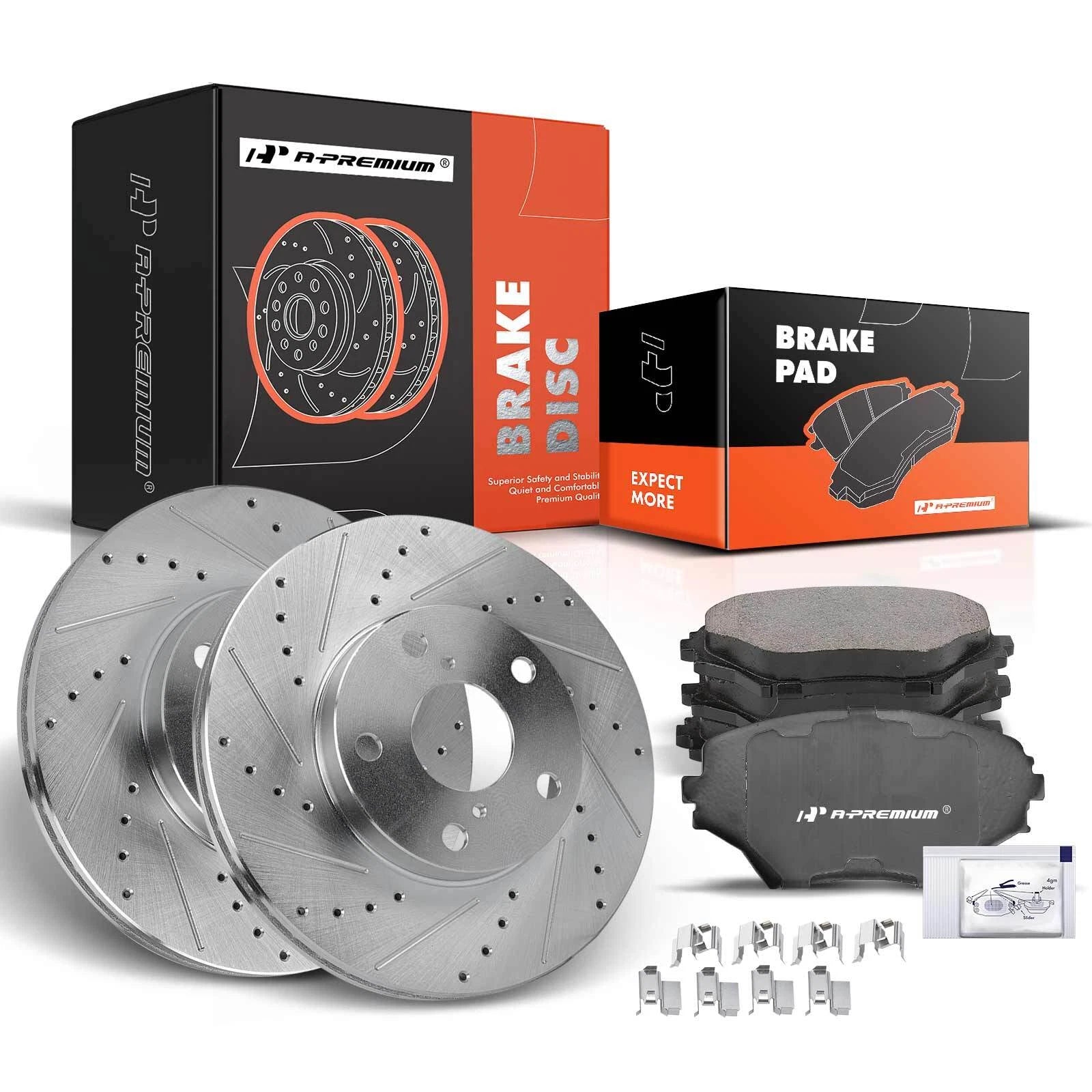 Front Drilled Brake Rotors & Ceramic Pads for Toyota RAV4 (2001-2005)