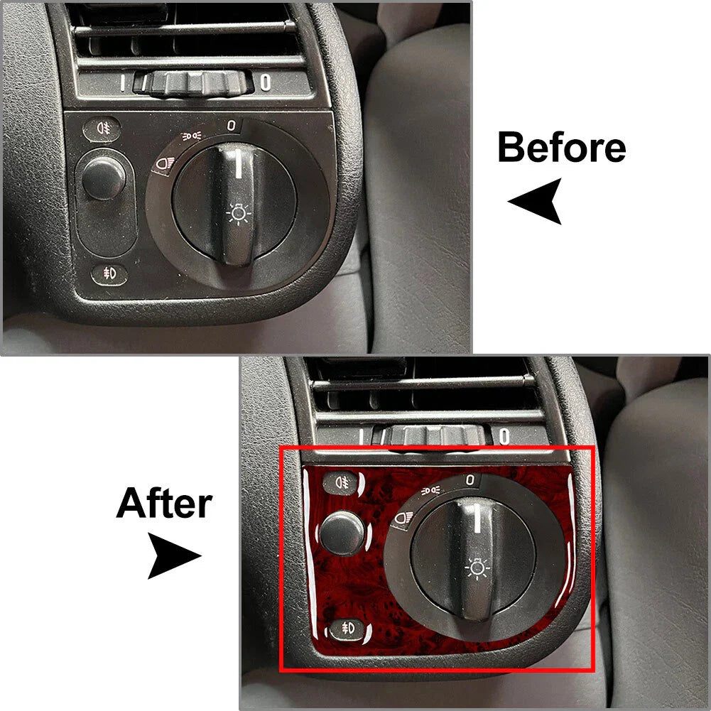 Wood Red Headlight Switch Knob Cover Trim for BMW 3 Series (1991-1999)