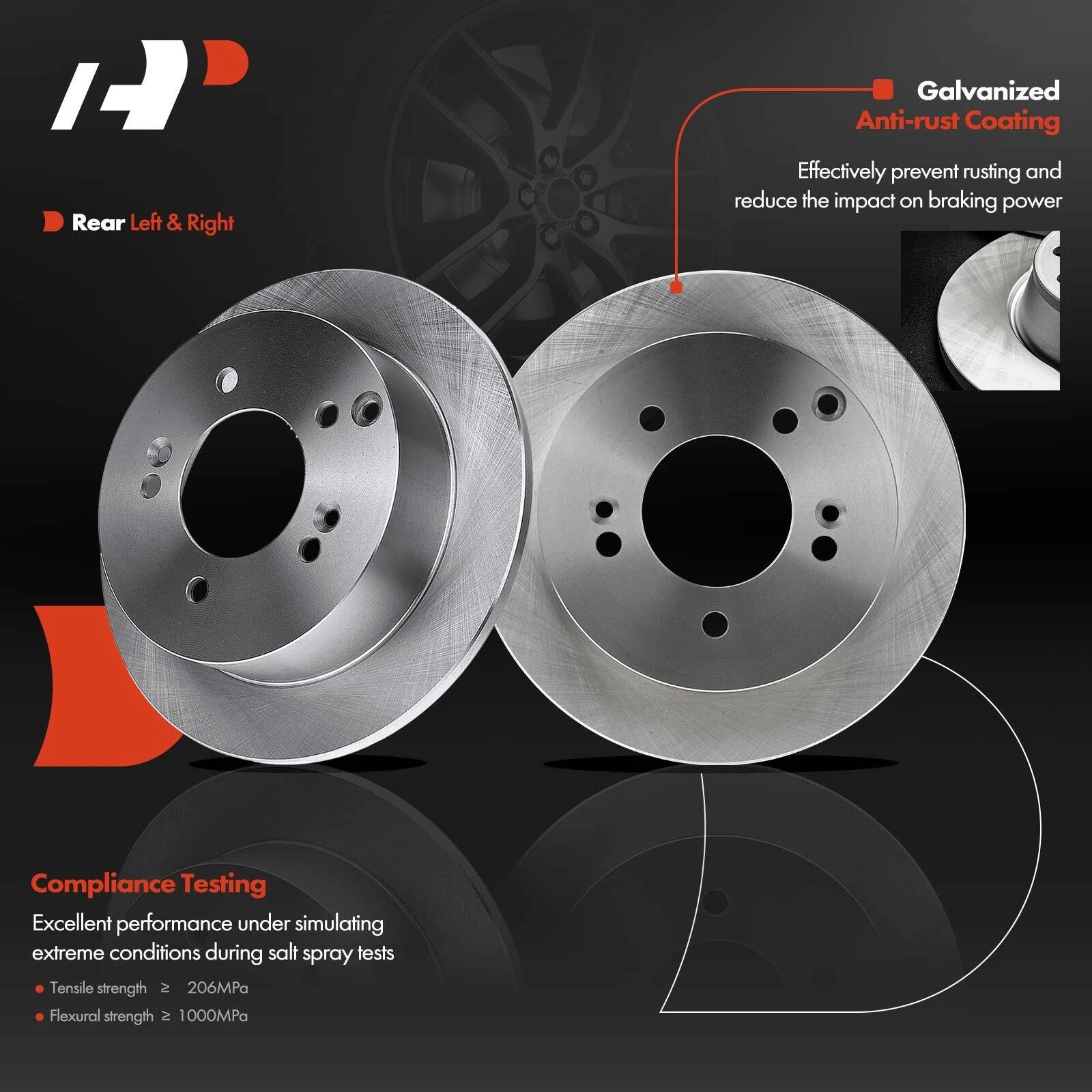 Brake Rotor & Pad Set with Caliper for Hyundai Sonata Kia Optima (2011–2019)