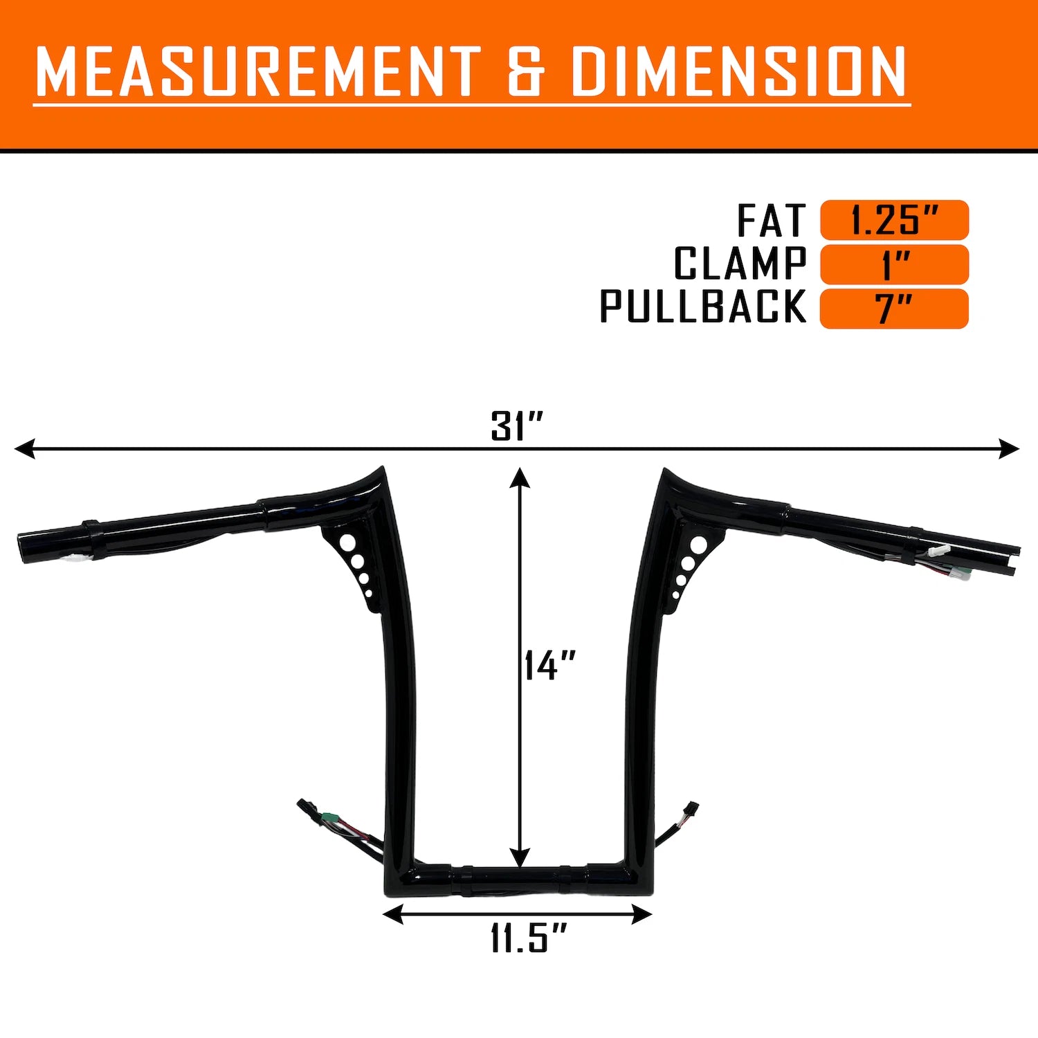 14" Pre-wired Handlebar for Harley Road King FLHR FLHRC (2014–2015)