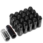 20 PCS M12X1.5 53MM Tall Black Aluminum Lug Nuts with Caps & Adapter