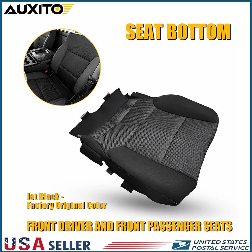 Driver Bottom Cloth Seat Cover Black for Chevy Silverado 1500 2500HD (2014–2019)