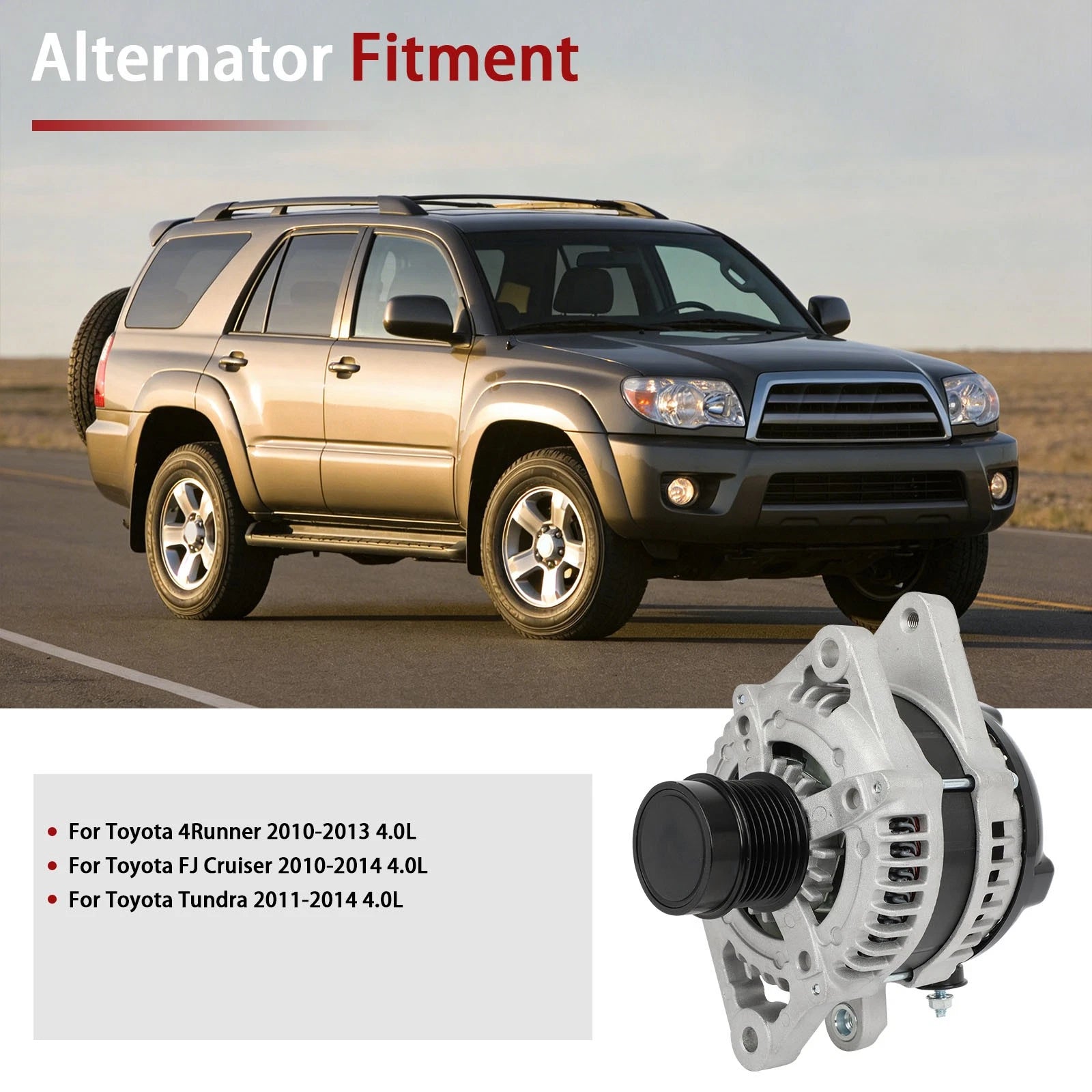 Alternator for Toyota 4Runner (2010-2013) V6 4.0L