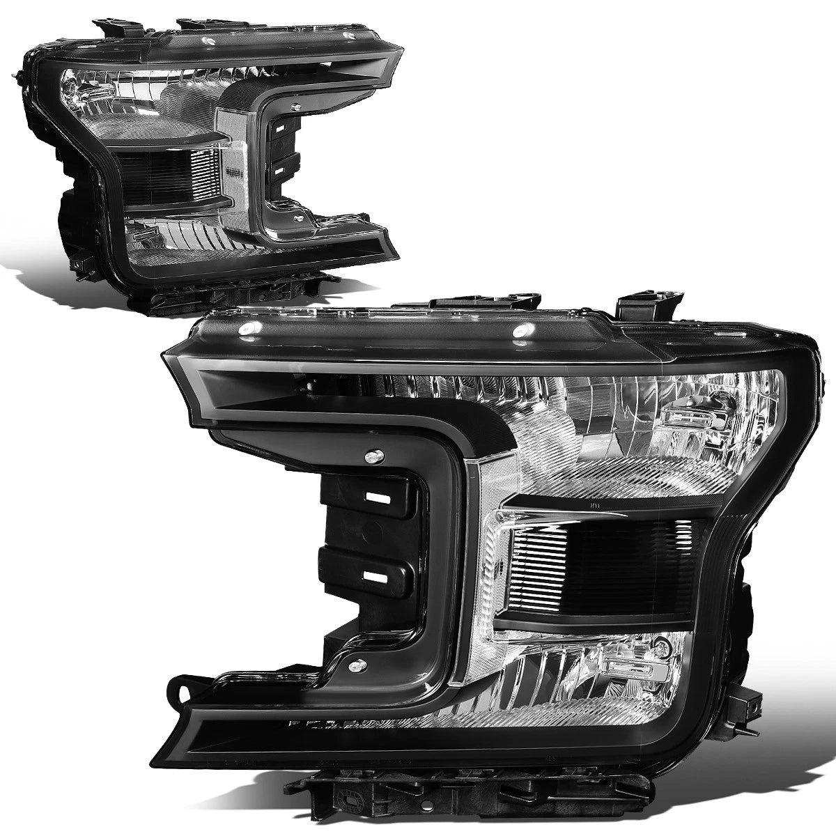 OE Style Black Housing Clear Side Driving Headlight Lamps for Ford F150 (2018–2020)