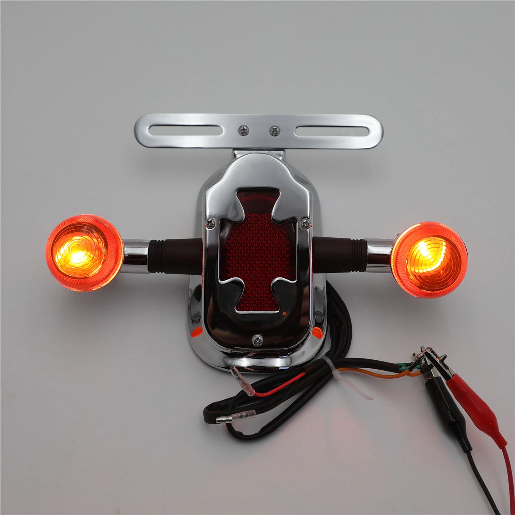 Chrome Metal Cross Tail Light Brake Light Turn Signal for Harley Big Twin