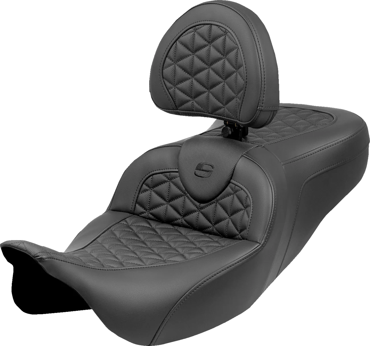SADDLEMEN RoadSofa Tri Gripper Seat for FLH/FLT (Extended Reach, w/ Backrest)