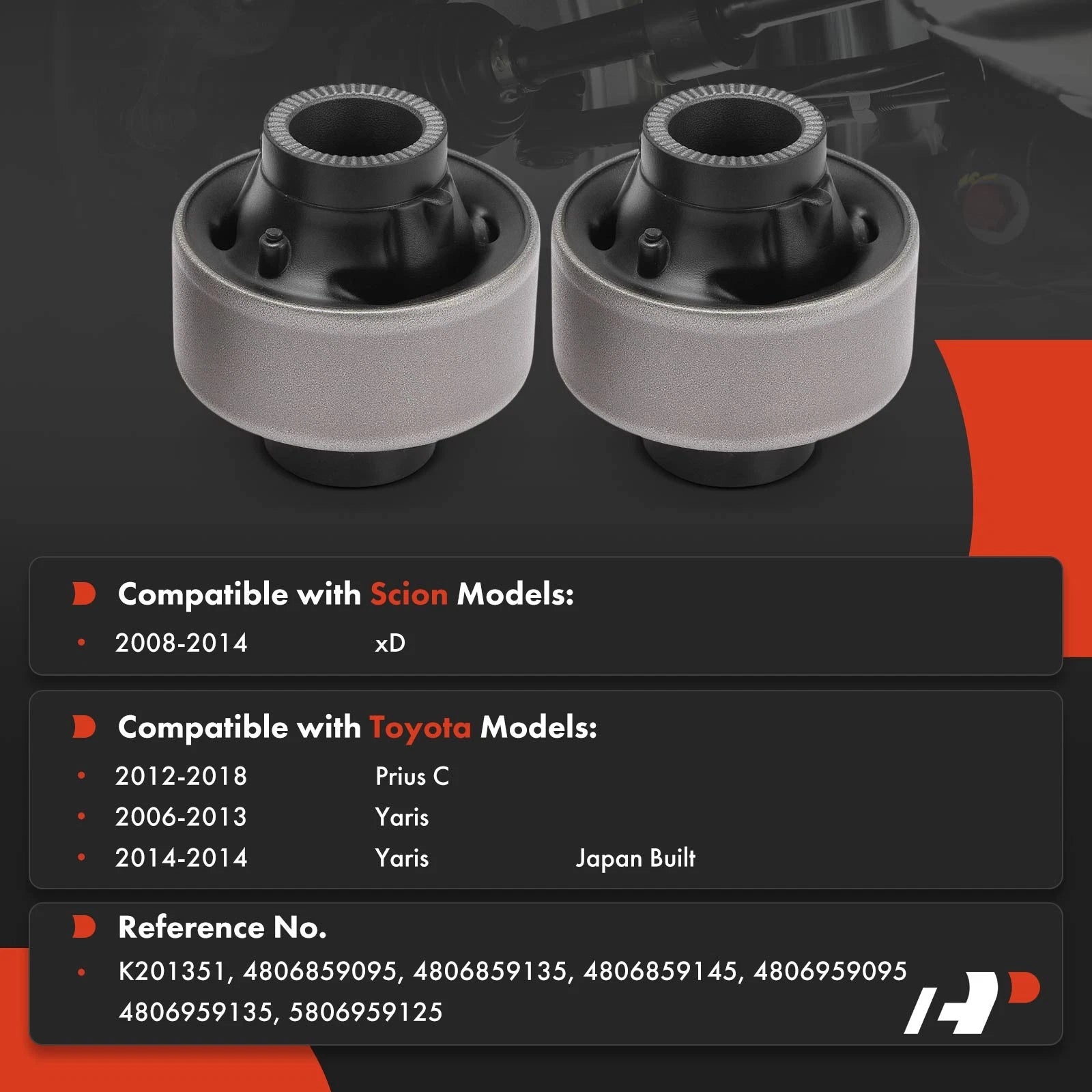 Front Lower Inner Rearward Control Arm Bushings for Toyota Yaris (2012–2019)