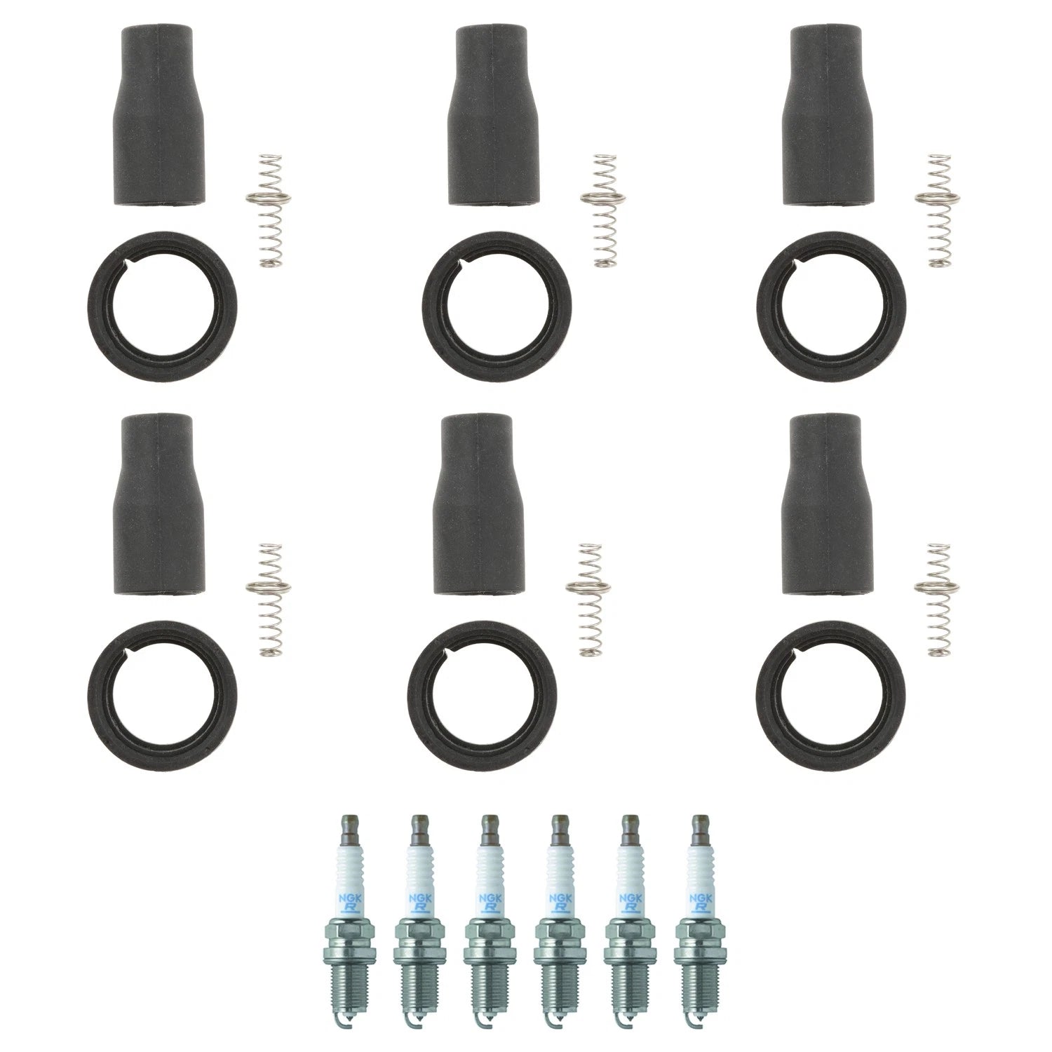 Set of 6 NGK Laser Platinum Spark Plugs & Coil Boots for Santa Fe Sonata Sorento (V6)