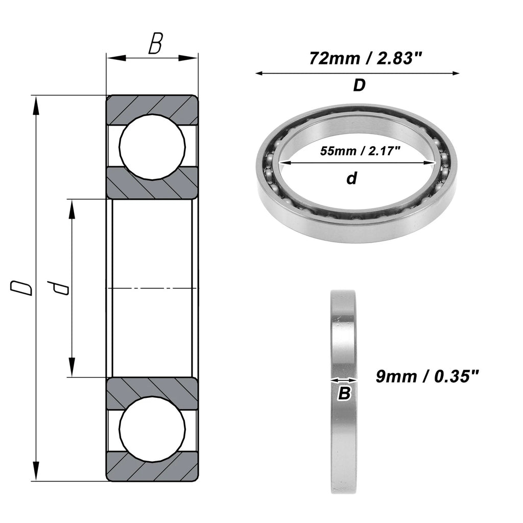Deep Groove Ball Bearing 55x72x9mm for Scooter Skateboard (6811)