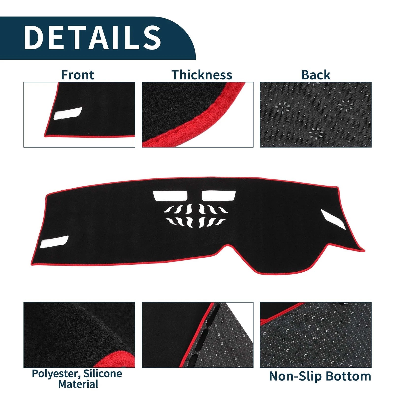 Dashboard Cover Mat for Volkswagen Golf 8 (2021–2024) Sun Protector Black Red