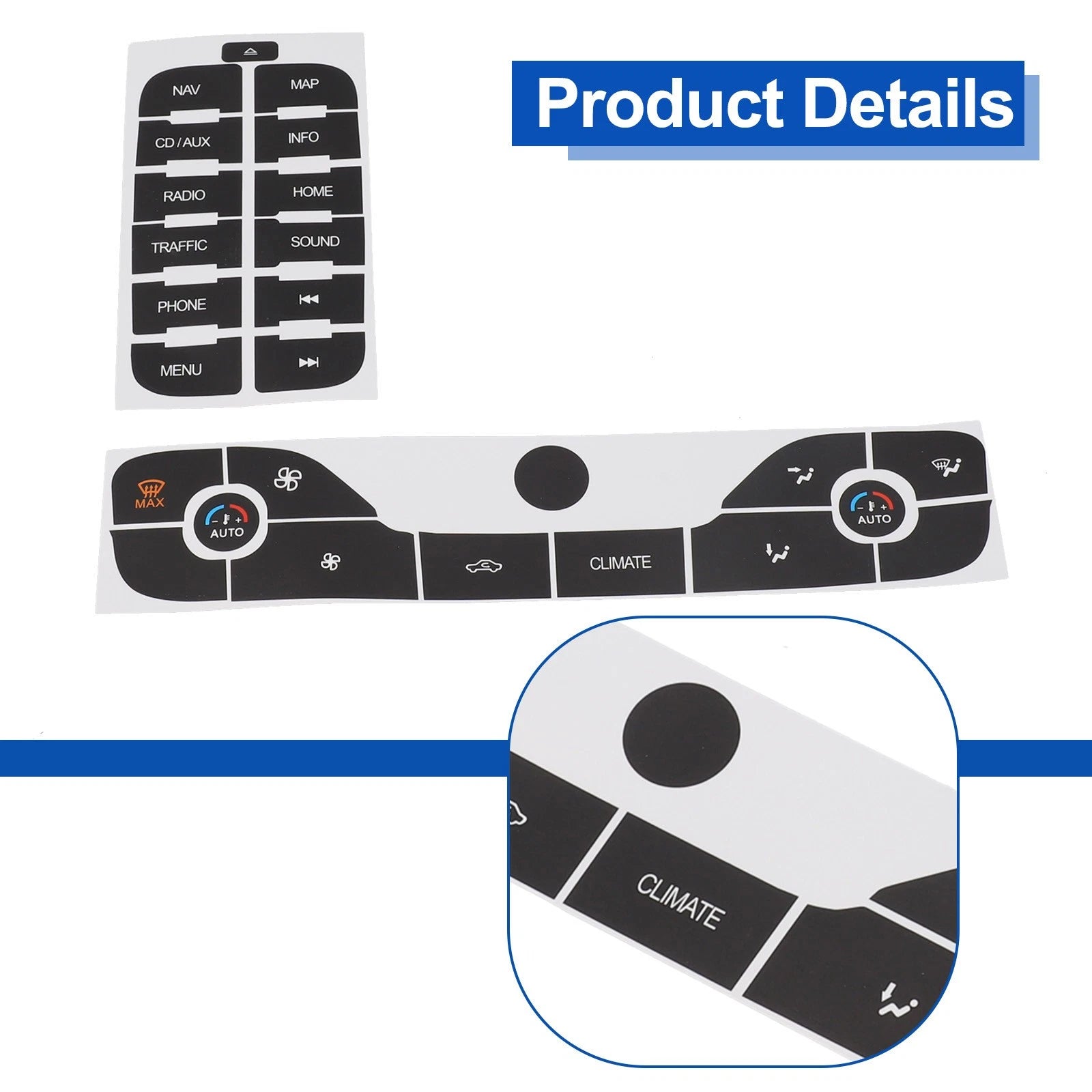 Radio + AC Button Repair Sticker for Ford SMax (2011)