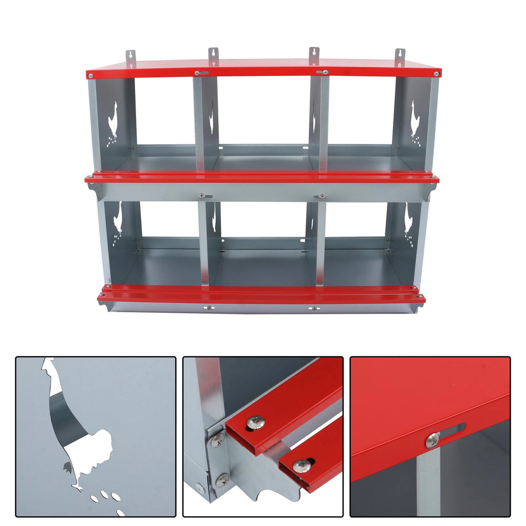 6-Compartment Chicken Nest Box with Inclined Nesting Boxes