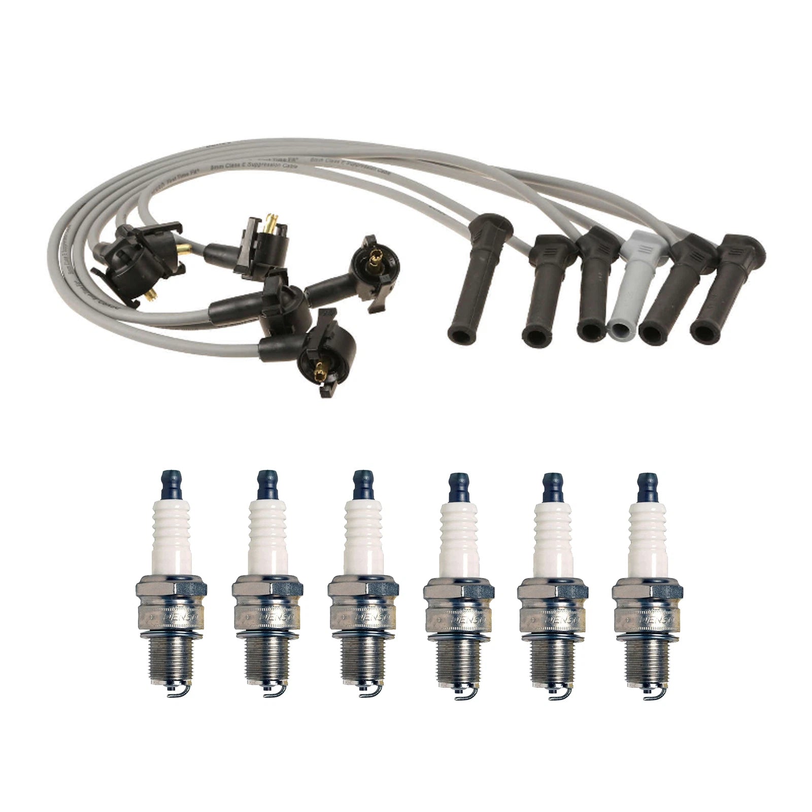 Denso 8mm Wire Set & 6 Iridium Spark Plugs Kit for Ford Mazda (2000–2023)