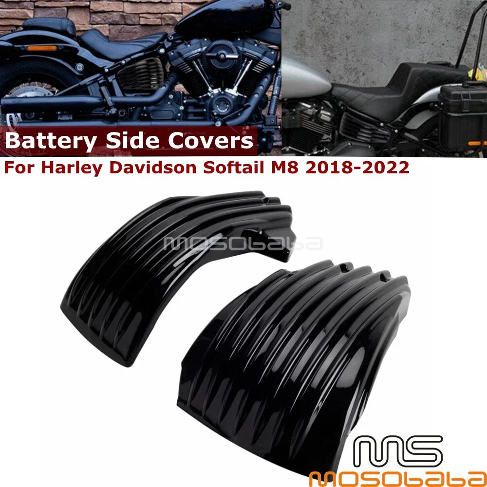 ABS Battery Side Cover Black Ribbed for Harley Softail Street Bob (2018-2022)