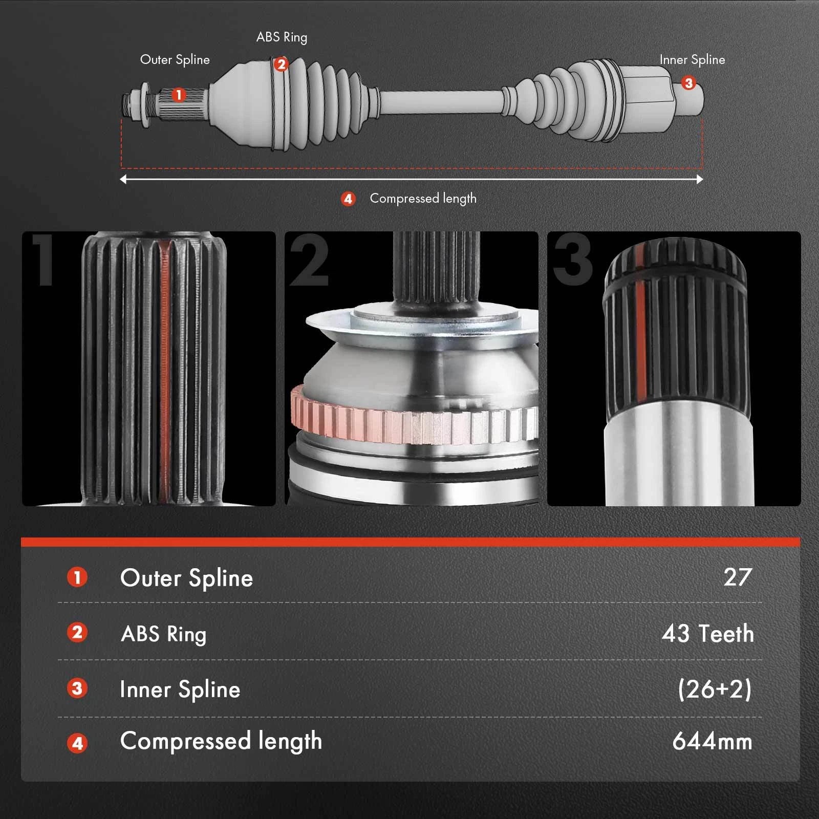 Front Right CV Axle Assembly for Mitsubishi Endeavor (2004-2011)