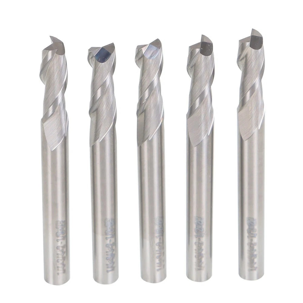 Set of 5 Carbide End Mills for Various Applications (1/4")