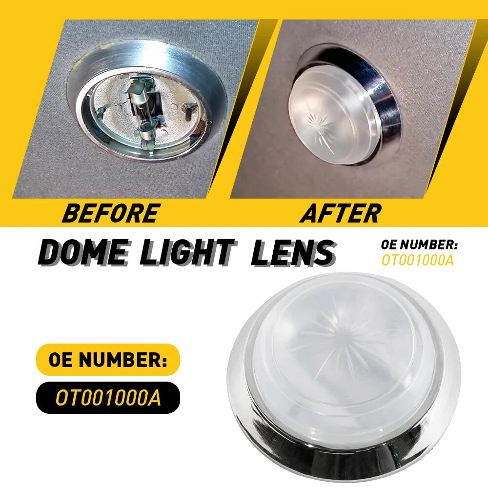 AUXITO Chrome Roof Round Dome Light Base + Lens for Chevrolet (1971–1981)
