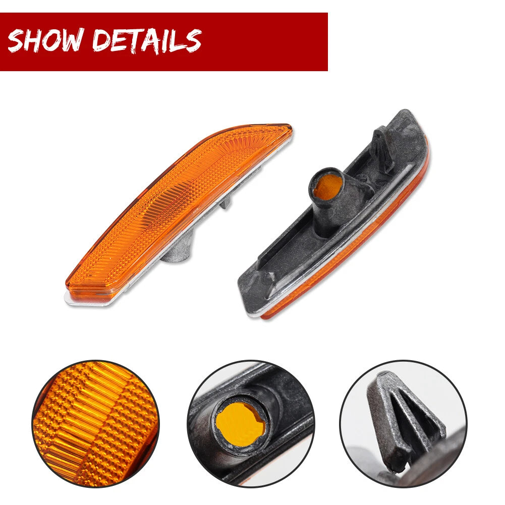Amber Front Fender Side Marker Reflector Lights Kit for Cadillac CTS (2003–2007)