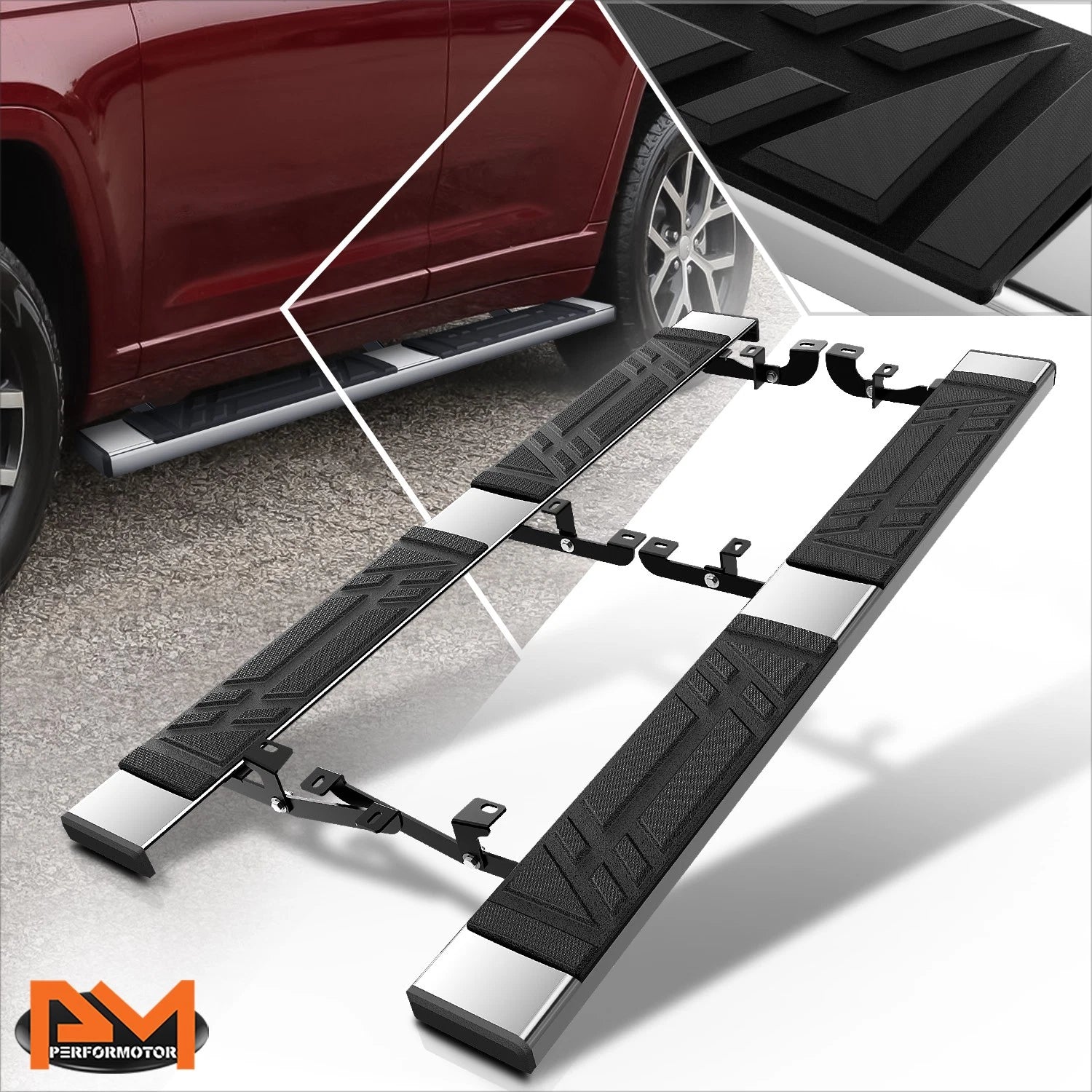 6.5" Polished Side Step Pads for Jeep Cherokee (2014–2023)