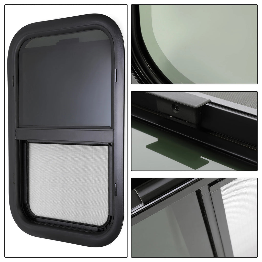 2PK Tinted Glass Sliding Windows for RV Camper (16" x 25")